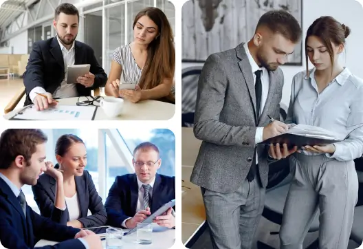 A collage of photos showing people actively reviewing environmental standards and programs to ensure Hawaii health and safety standards are being met on a construction site.