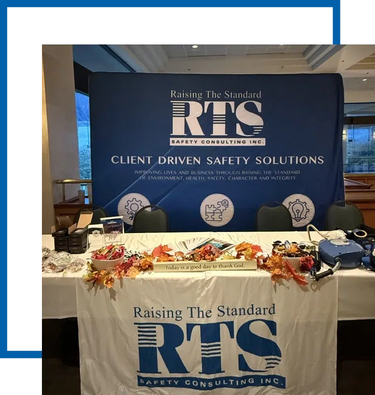 safety-training-company-rts RTS (Raising The Standard Consulting Inc.) booth at an event in Honolulu showcases their construction safety consulting services. Hawaii-based company for safety and OSHA compliance training.